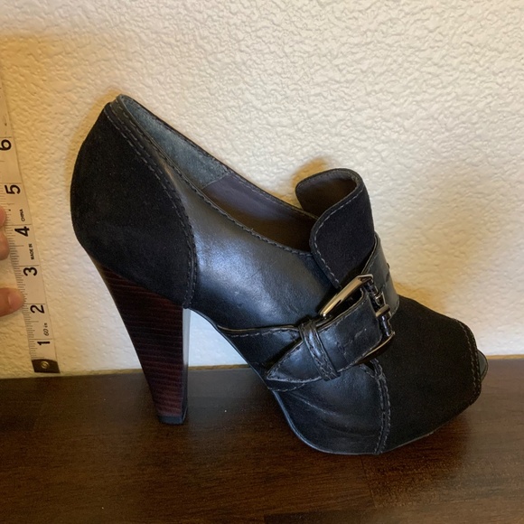 Kurt Geiger Leather & Suede Peep Toe Heels Size 8.5 - Picture 11 of 13